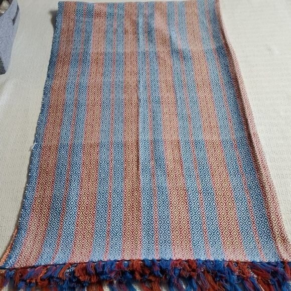 Vintage Aztec Red & Blue ~40"x82" Runner, Throw, Tablecloth or Beach Throw - Picture 1 of 5